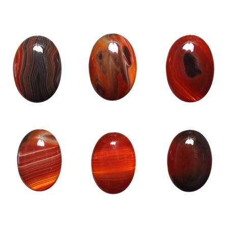 Кабошон каменный, 25х18мм, агат красный, 1 шт.