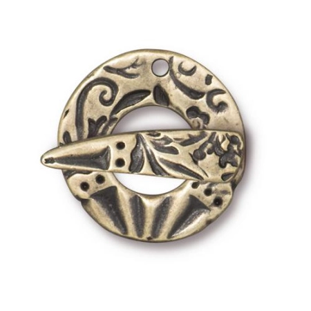 Застежка, 19.5мм, TierraCast, тогл, Флора, базовый материал - оловянный сплав, бронзовый с чернением, 1 шт. Застежка, 19.5мм, TierraCast, тогл, Флора, базовый материал - оловянный сплав, бронзовый с чернением, 1 шт.