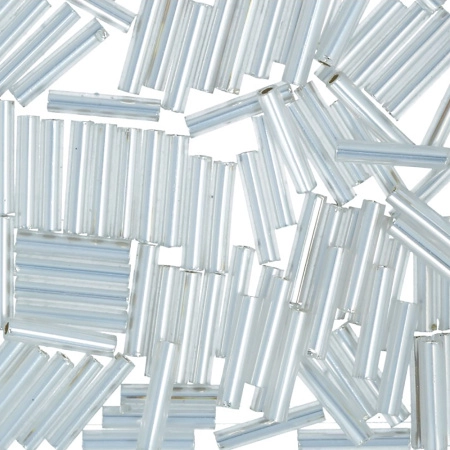 Бисер TOHO Bugle, размер 9мм, цвет #2100 (Внутреннее серебрение, молочно-белый), 10 грамм Бисер TOHO Bugle, размер 9мм, цвет #2100 (Внутреннее серебрение, молочно-белый), 10 грамм