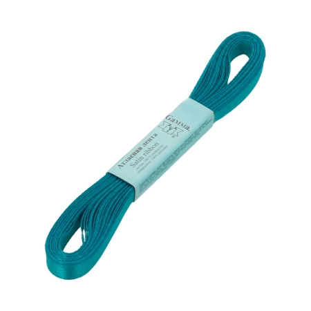 Лента атласная, Gaммa, 6мм, ярко-голубая №074, моток, 5 метров