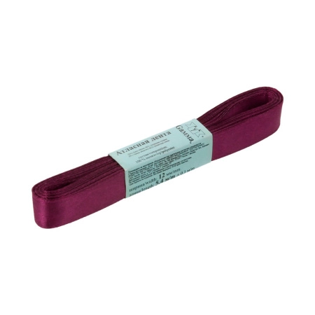 Лента атласная, Gaммa, 12мм, баклажановая №030, моток, 5 метров