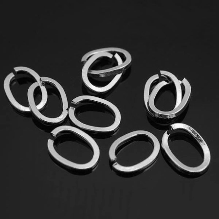 Соединительное колечко, 9.5х7мм (толщина 1.3мм, внутренний размер 6.9х4.4мм), овальное / плоское, Корея, базовый материал - латунь, родий, 6 шт. Соединительное колечко, 9.5х7мм (толщина 1.3мм, внутренний размер 6.9х4.4мм), овальное / плоское, Корея, базовый материал - латунь, родий, 6 шт.