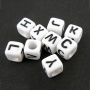 <p>
 Бюджетные бусины-буквы из акрила в форме кубиков. Размер около 6 мм, диаметр отверстия около 3 мм. Цена за набор из 10 грамм (около 60 случайных букв английского алфавита, какие-то буквы могут повторяться несколько раз, каких-то в наборе может не быть).
</p>