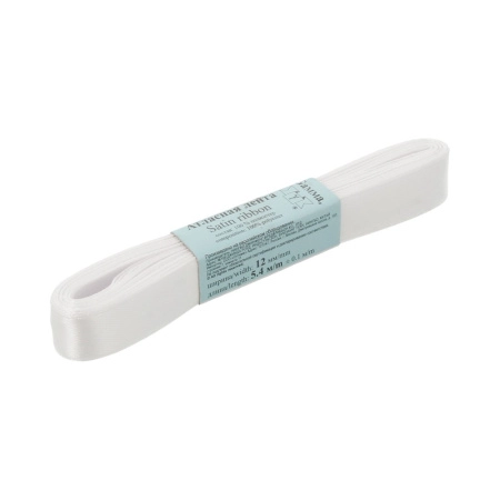 Лента атласная, Gaммa, 12мм, белая, моток, 5 метров