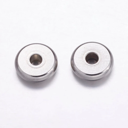 Бусина металлическая, 8х2мм, рондель Heishi, базовый материал - нержавеющая сталь, без покрытия, 10 грамм