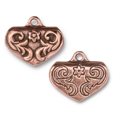 Концевики, 22.5х19мм (ширина 17.5мм), TierraCast, зажимы для ленты, Цветок с завитками, базовый материал - оловянный сплав, медный с чернением, пара