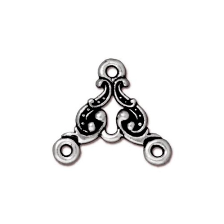 Соединитель-переходник, 17мм, TierraCast, с двумя петельками, Ампир, базовый материал - оловянный сплав, посеребренный с чернением, 2 шт.