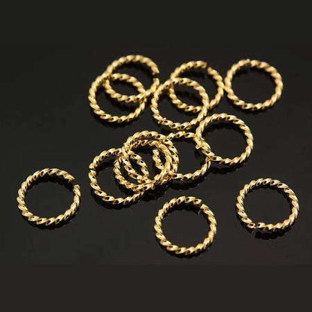 Соединительное колечко, 7мм (толщина 0.9мм, внутренний размер 5.2мм), витое, Корея, базовый материал - сталь, позолоченное, 20 шт.