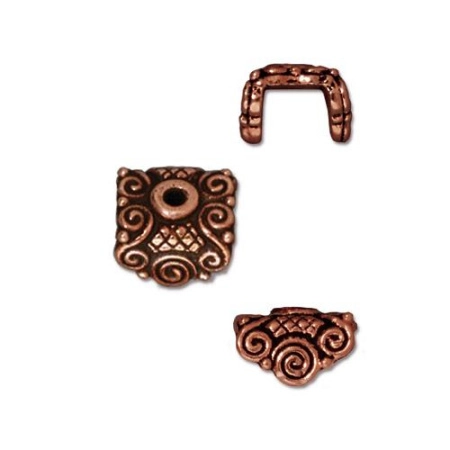 Шапочка для бусин (обниматель), 9х8мм, TierraCast, Мираж, базовый материал - оловянный сплав, медный с чернением, 2 шт.