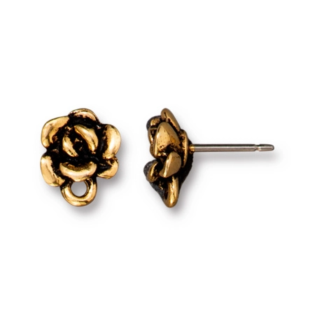 Пусеты, 10х8мм, TierraCast, Суккулент с петелькой, базовый материал - титан/пьютер, позолоченные с чернением, пара Пусеты, 10х8мм, TierraCast, Суккулент с петелькой, базовый материал - титан/пьютер, позолоченные с чернением, пара