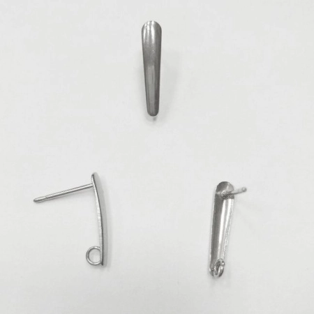 Пусеты, 15х3мм, удлиненный листик со скрытой петелькой, базовый материал - нержавеющая сталь, без покрытия, 2 пары Пусеты, 15х3мм, удлиненный листик со скрытой петелькой, базовый материал - нержавеющая сталь, без покрытия, 2 пары