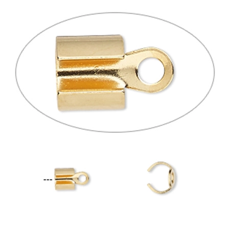 Концевики, 11х7мм (внутренний размер 5.5мм), обжимные, базовый материал - сталь, позолоченные, 2 пары