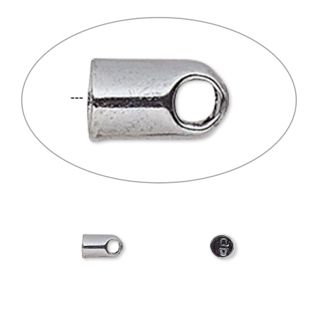 Концевики, 5.5х3.5мм (внутренний размер 2.5мм), клеевые, базовый материал - латунь, вороненая сталь, пара