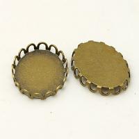 Рамка для кабошона 19х14мм (внутренний размер 18х13мм), без петельки, базовый материал - латунь, бронзовая, 1 шт.