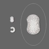 Кримпы, 4мм, покрывные, звездная пыль, базовый материал - латунь, посеребренные, 10 шт.