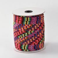 Шнур текстильный с сердечником, сшитый, около 6мм, Этника, многоцветный, полосатый, 1 метр