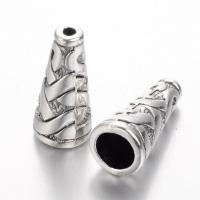 Конус, 18х8мм (внутренний размер 6.7мм), с кельтским узором, базовый материал - цинковый сплав, стиль тибетское серебро, 1 шт.