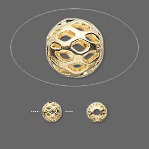 <p>Золотое покрытие 18К (карат). Бусина из латуни. Диаметр отверстия - около 1.9 мм. Цена за 5 шт.</p>