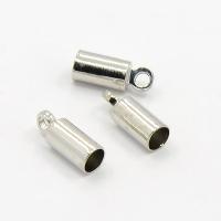 Концевики, 9х3.5мм (внутренний размер 3мм), клеевые, гладкие цилиндры с петелькой, базовый материал - латунь, стального цвета, пара