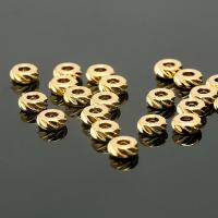 Бусина металлическая, 5х2мм, Корея, рондель, кольцо с алмазными гранями, базовый материал - латунь, позолоченное, 5 шт.