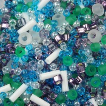 <p>Японский бисер TOHO Mix - микс бисера и стекляруса разных форм, цветов и размеров. Цвет белый, зеленый, голубой, фиолетовый (Fuji- White/Green/Blue/Purple Mix). Оттенок и состав набора может отличаться от фотографии. Цена за 10 грамм.</p>