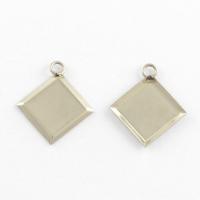 Рамка для кабошона 17х15.5мм (внутренний размер 14х14мм), в форме ромба, лаконичная, базовый материал - нержавеющая сталь, без покрытия, 1 шт.