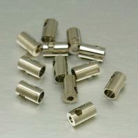 Концевики, 6.5х3.7мм, цилиндры со сквозным и поперечным отверстиями, базовый материал - латунь, стального цвета, пара