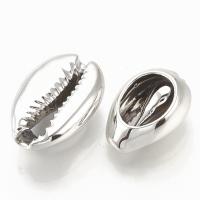 Декоративный элемент ракушка, 15-23мм, Каури, срез, базовый материал - ракушки, с покрытием стального цвета, 5 шт.