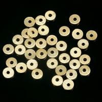 Бусина металлическая, 4х0.5-0.8мм, Корея, рондель Heishi, текстурированная, базовый материал - латунь, позолоченная, 10 шт.