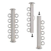Застежка, 31х11мм, трубочка-слайдер на пять нитей, базовый материал - нержавеющая сталь, без покрытия, 1 шт.