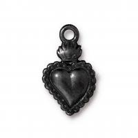Подвеска, 22х13х2.5мм, TierraCast, Священное сердце, базовый материал - оловянный сплав, цвет матовый чёрный, 1 шт.
