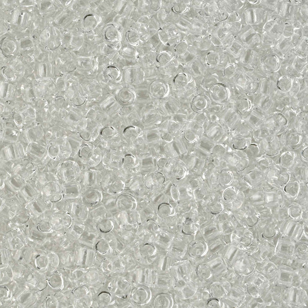 <p>Японский бисер TOHO Round (круглый Тохо), размер 15/0 (1.5 мм). Кристально-прозрачный (Transparent Crystal). Цена за 10 грамм (около 2 400 бисеринок).</p>