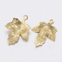 Подвеска, 15х12мм, кленовый лист, базовый материал - нержавеющая сталь, золотистого цвета, 5 шт.
