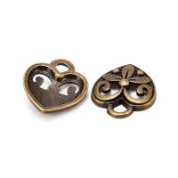 Подвеска, 15х12.5мм, сердце с орнаментом, базовый материал - цинковый сплав, бронзовое, 1 шт.