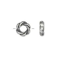 Рамка для бусин, 11х3мм, фантазийная, базовый материал - цинковый сплав, посеребренная с чернением, 1 шт., УЦЕНКА