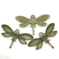 Подвеска, 43.5х26.5мм, стрекоза, базовый материал - цинковый сплав, бронзовая, 5 шт.