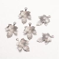 Подвеска, 15х12мм, кленовый лист, базовый материал - нержавеющая сталь, без покрытия, 10 шт.