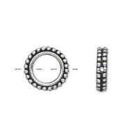 Рамка для бусин, 14мм, TierraCast, круг, базовый материал - оловянный сплав, посеребренный с чернением, 1 шт.