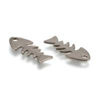 Подвеска, 18х8х0.8мм, скелет рыбки, базовый материал - нержавеющая сталь, без покрытия, 1 шт.