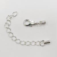 Застежка-карабин 12х6мм с удлиняющей цепочкой и клеевыми концевиками 5х2.8мм (внутренний размер 2мм), Beadalon, базовый материал - латунь, посеребренные, 2 шт.