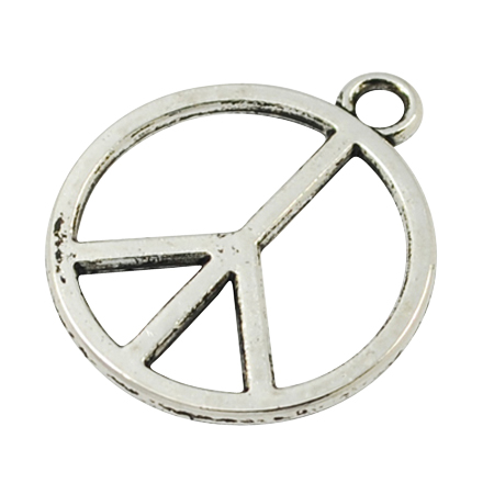 <p>Двусторонняя подвеска из тибетского серебра в форме пацифистского знака (peace symbol). На фотографии показана лицевая и тыльная стороны. На подвесках данной партии возможны небольшие неровности на покрытии, пятнышки. Базовый материал - бижутерный металлический сплав, покрытие серебристое с чернением. Оттенок может отличаться от фотографии и в разных поставках. Цена за 10 шт.</p>