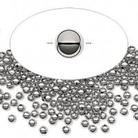 Бусина металлическая, 2.5мм, гладкая, базовый материал - латунь, стального цвета, 50 шт.