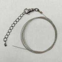 Набор для бус (колье, браслета), тросик стального цвета с чёрными концевиками, карабином и удлинителем, базовый материал - сталь, 1 метр + 7 см