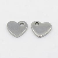 Подвеска, 10х10х1.5мм, сердечко, базовый материал - нержавеющая сталь, без покрытия, 1 шт.