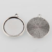 Рамка для кабошона, 26х23мм (внутренний размер 20мм), лаконичная, круглая, базовый материал - цинковый сплав, стиль тибетское серебро, 1 шт.