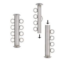 Застежка, 26х11мм, трубочка-слайдер на четыре нити, базовый материал - нержавеющая сталь, без покрытия, 1 шт.