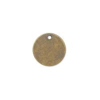 Подвеска, 15мм, гладкий диск, базовый материал - латунь, античный позолоченный (цвет - бронза), 2 шт.