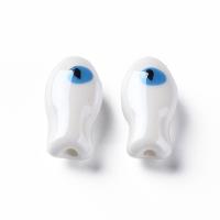 Бусина фарфоровая, 20х10х8мм, стилизованная рыбка, белая с перламутровым отливом, 5 шт., УЦЕНКА