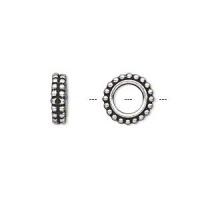 Рамка для бусин, 11мм, TierraCast, круг, базовый материал - оловянный сплав, посеребренный с чернением, 1 шт.