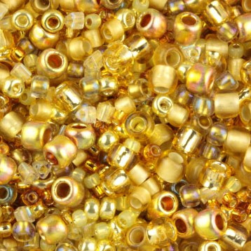 <p>Японский бисер TOHO Mix - микс бисера и стекляруса разных форм, цветов и размеров. Цвет золотой (Kintaro - Gold). Оттенок и состав набора может отличаться от фотографии. Цена за 10 грамм.</p>